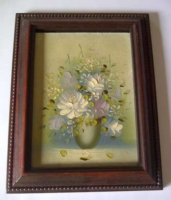 Small Unsigned Oil Painting of Flowers in a Vase
