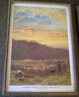 Print of The Sheepfold - Morning in August by J.T Linnel (c1830-1905)