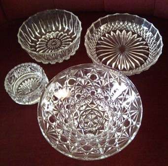 Job Lot of Four Attractive Glass Bowls