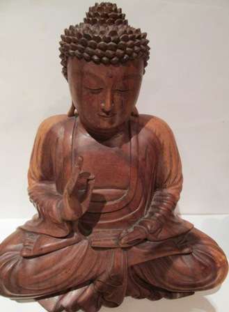 Absolutely Exquisite Large Wooden Oriental Craved Figurine
