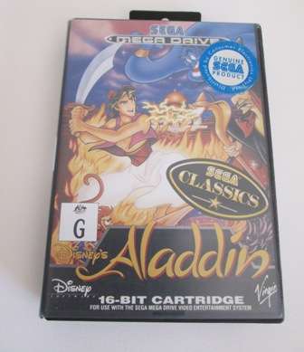 Vintage Sega Mega Drive Disney's Alladin 16-Bit Cartridge in Case