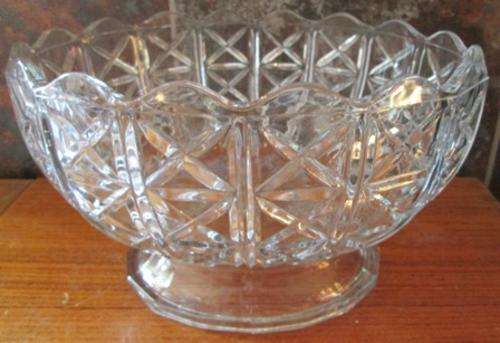 Large Solid Decorative Cut Glass Bowl