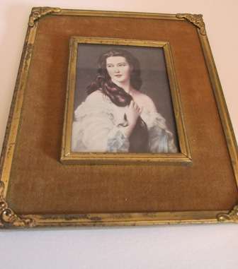 Vintage Victorian Print in Metal & Material Frame