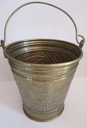 Nice Size Light Brass Plated Container with Handle