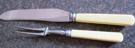 (Possible) Ivory Handled Meat Carving Cutlery Set