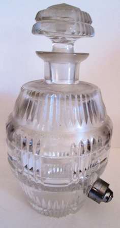 Cutglass Barrel Shaped Decanter with Metal Snout