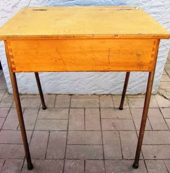Old Wooden Dovetailed Single Seater School Desk - Collection Only