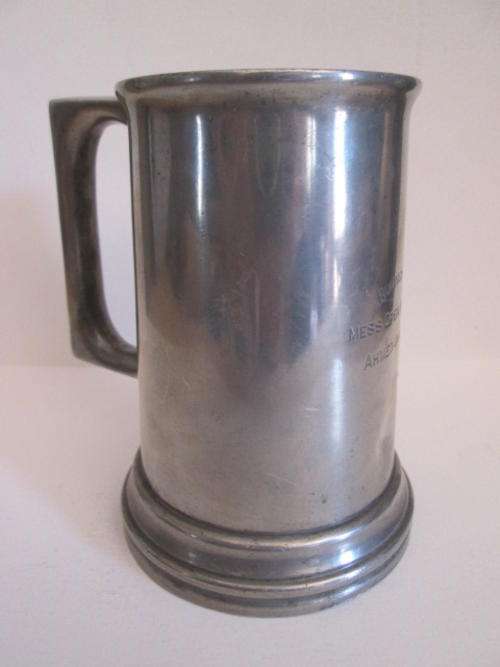 Vintage 1931 Pewter Tankard with Clear Bottom - Stamped