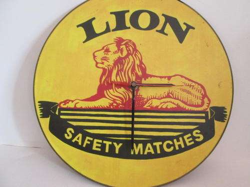 Lion Matches Design Clock from Old Vinyl Record