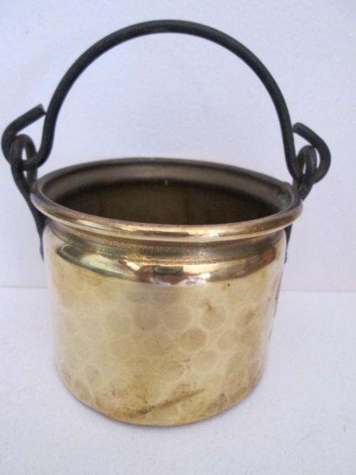 Lovely Small Brass Container with Metal Handle
