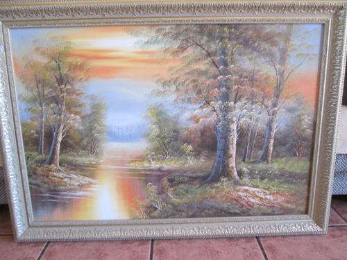 Large Oil Painting of Forest Scene - Collection Only