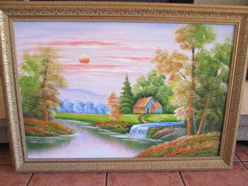 Large Oil Painting in Gold Gilded Mould Frame - Collection Only
