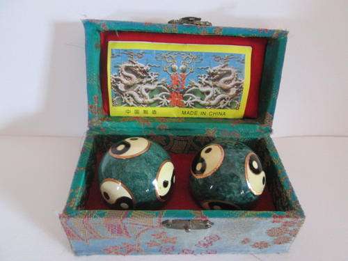 Set of Two Chinese Chime Balls in Decorative Case
