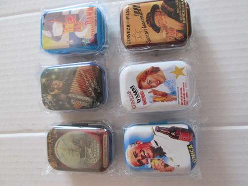 Six Decorative Tin Pill Boxes for One Bid