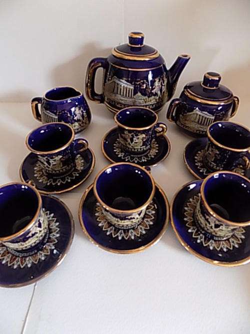 Exquisite SK Hand Made in Greece in 24 Gold Tea Set