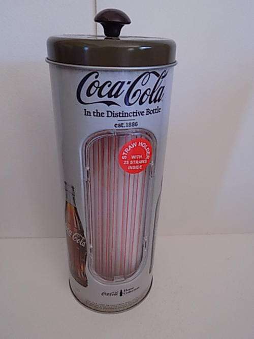 Coca Cola (Bottle Shapes Through the Ages) Straw Holding Tin
