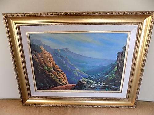 Stunning Mountain Pass Oil Pianting by H Van Wyk in Superb Frame -LATE ENTRY
