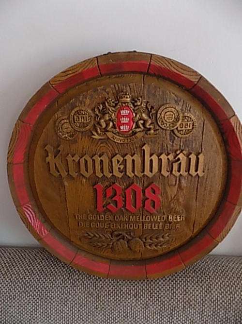 Large KRONENBRAU BEER Barrel Head Mold Wall Hanging