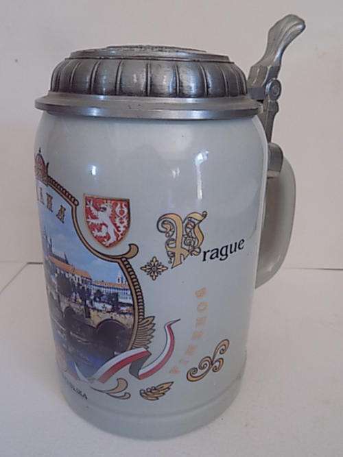Impressive Solid PRAHA Tankard with Inscribed Metal Lid