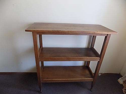 Large Vintage Wooden (Appears to be Oak) Trolley with Wooden Castors