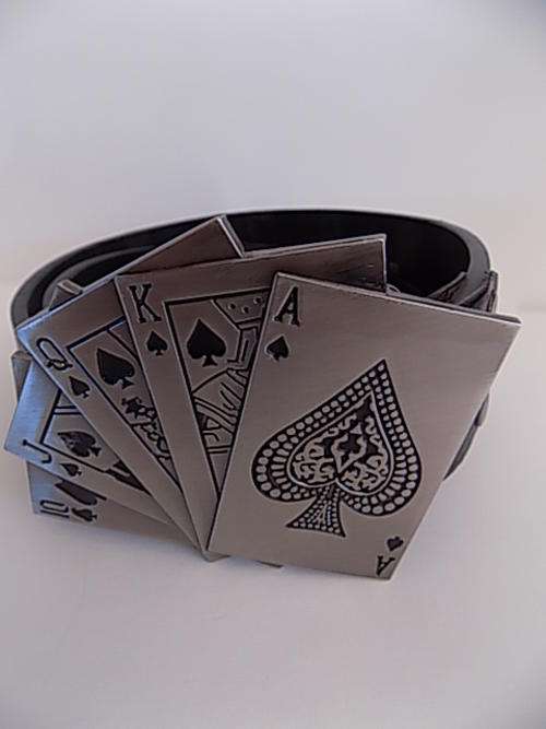 Metal Poker Cards Belt Buckle with Belt