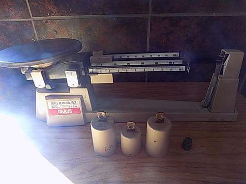 OHAUS Triple Beam Balance Scale with Some Weights