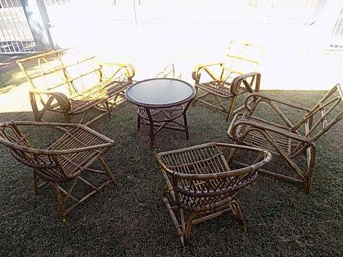 Vintage 7 Piece Bamboo/Cane Diningroom Set - Collection Only