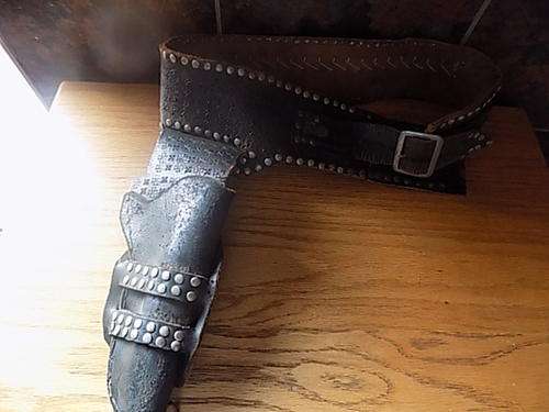 Very Old Broad Studded Leather Belt and Upholster