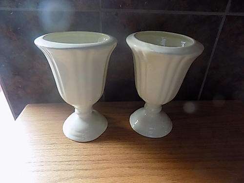 Pair of Decorative and Stylish Cream Ceramic Vases
