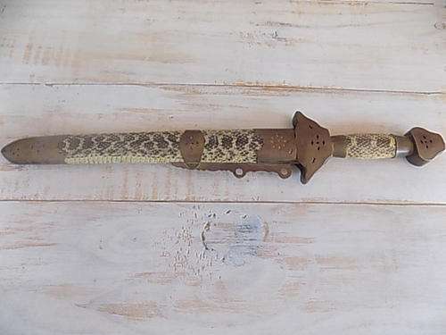 Vintage Oriental Snakeskin with Brass Dagger in Sheath