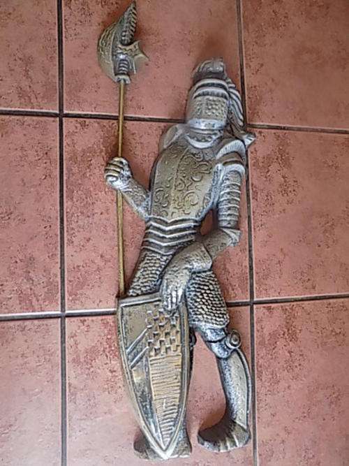 Large Solid Cast Metal Knight in Armour Wall Hanging
