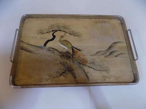 Vintage Plywood and Metal Drinks Tray