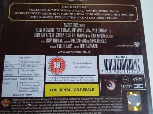 Clint Eastwood - The Outlaw Josey Wales DVD