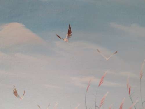 Large Serene Seascape Oil Painting in Attractive Frame - Post Net R200 or Free Collection