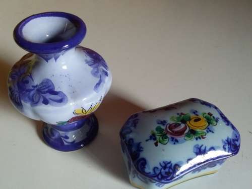 Vintage Small Vase and Trinket Holder with Markings