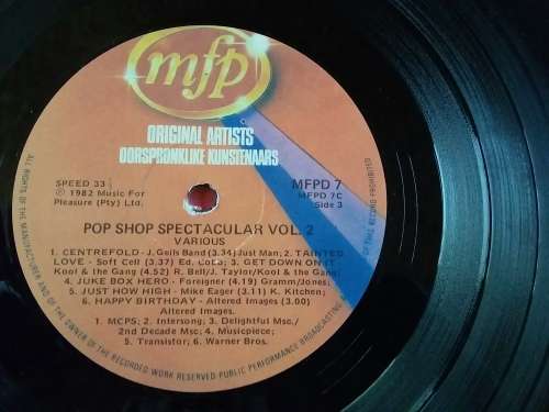 Pop Shop Spectacular Vol 2 Vinyl LP 1982
