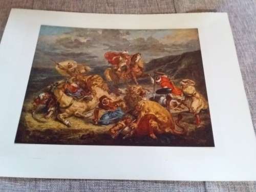 Oriental Lion Hunt - Eugene Delacroux 1798 - 1863 Plate