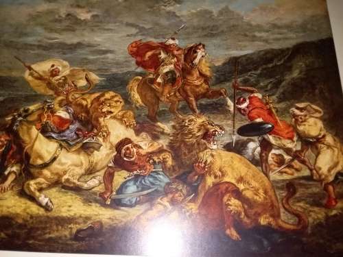 Oriental Lion Hunt - Eugene Delacroux 1798 - 1863 Plate