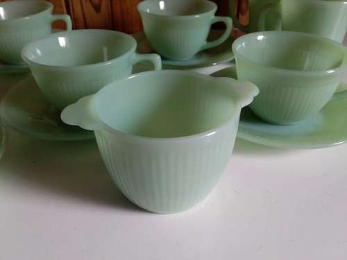Five Duos and Two Mugs - Cups and Saucers From Fire-King Oven Ware USA