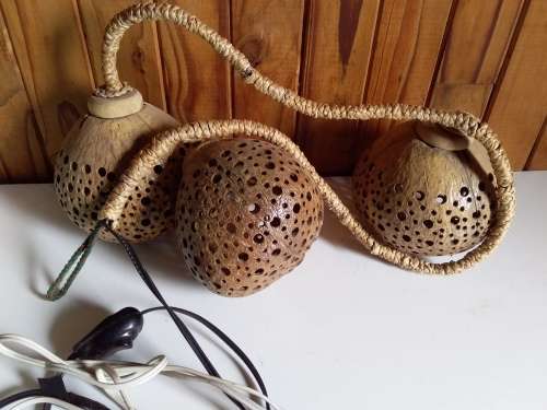 Second Hand Natural Wood Globe Covers for Light Fitting - See Description