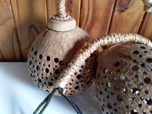 Second Hand Natural Wood Globe Covers for Light Fitting - See Description