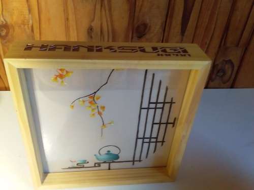 Hanksugi Japan Fine Embroidery Art in Pine Frame