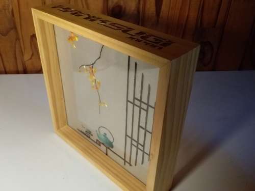 Hanksugi Japan Fine Embroidery Art in Pine Frame