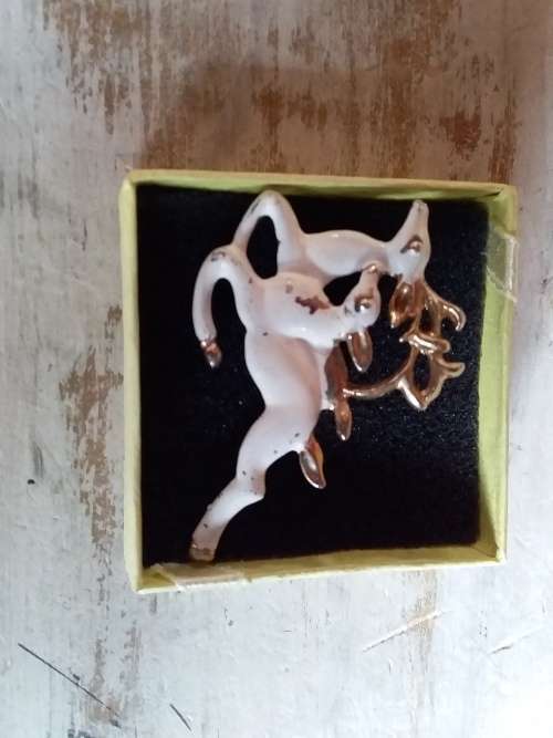 Reindeer Shaped Metal Brooch - Some Paint Loss