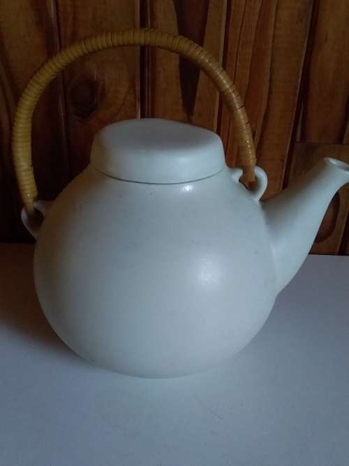 Vintage Solid Ceramic Pot with Woven Handle - Numbered