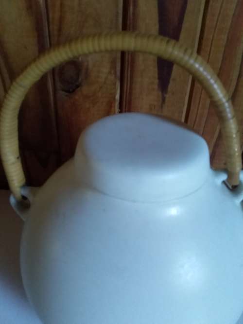 Vintage Solid Ceramic Pot with Woven Handle - Numbered
