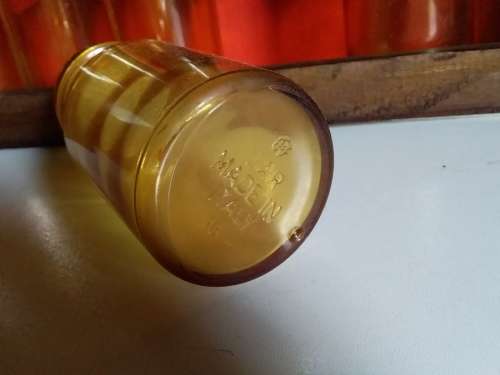 Wood Shelf with Six Amber Jars - Made in Italy