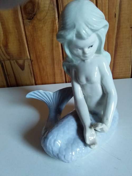 Glazed Mermaid Figurine with Marking