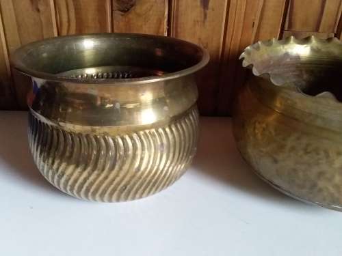 Two Vintage Metal Planters for One Bid