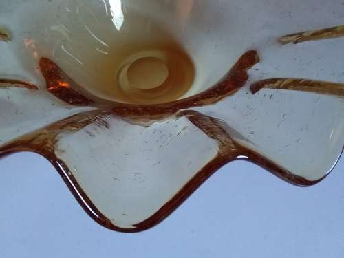 Large Amber Oyster Glass Bowl